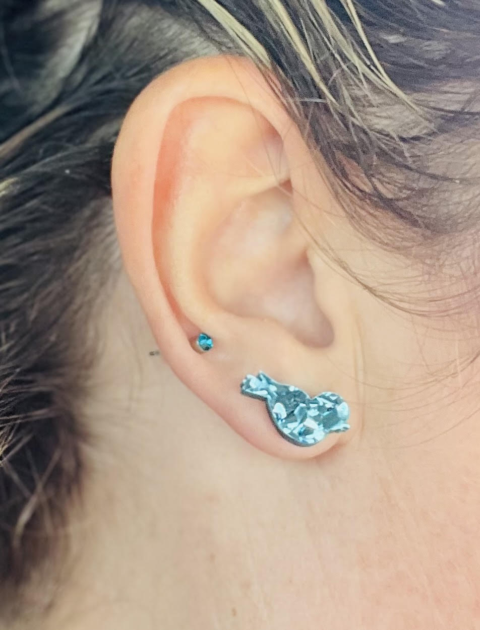 Blue Bird Acrylic Stud Earrings