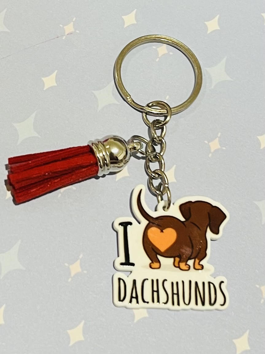 I Love Dachshunds Keyring