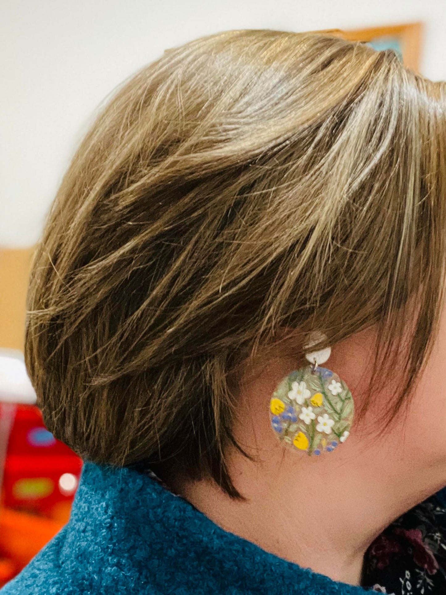 Spring Flowers Circle Earrings