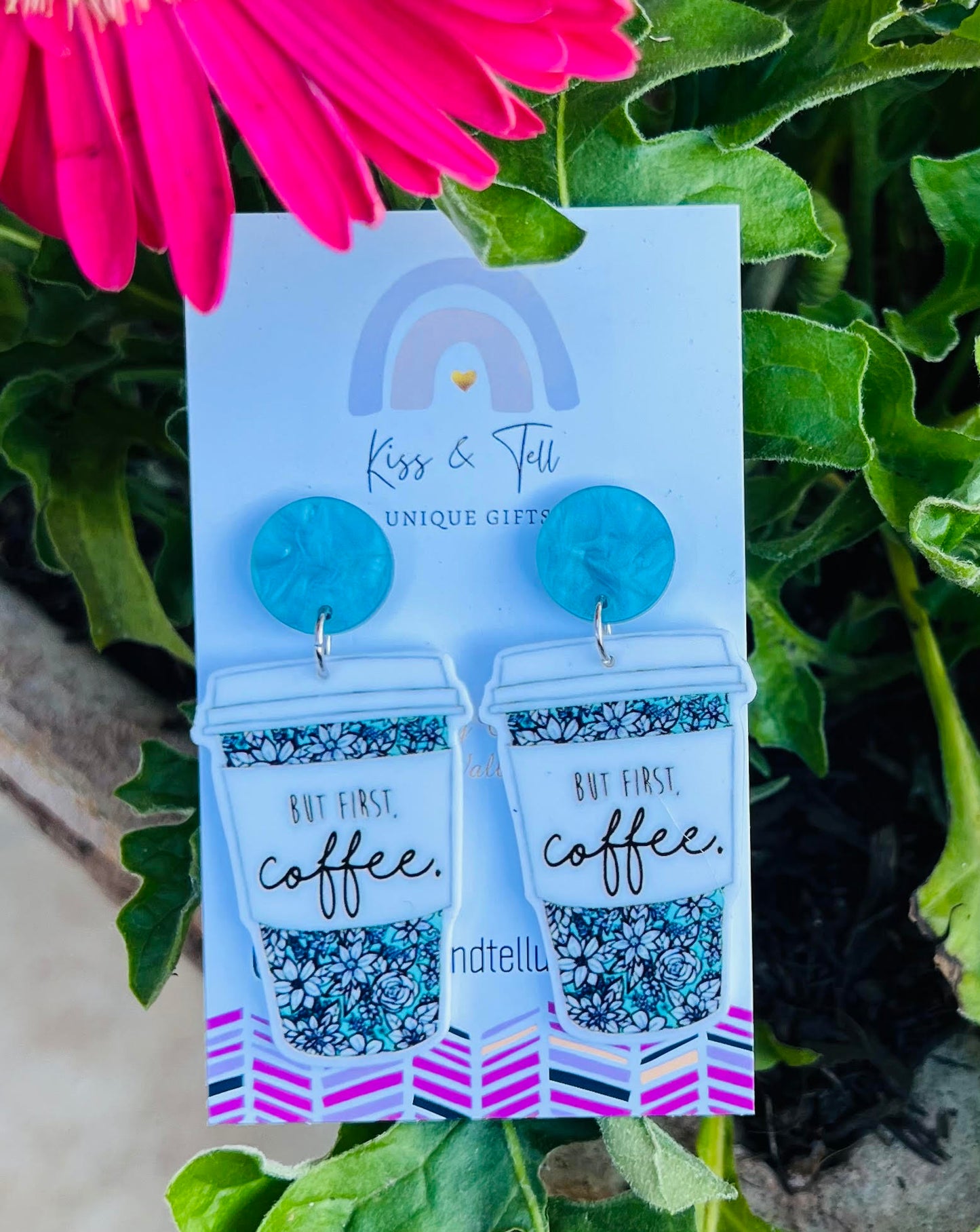 "But First Coffee" Quote Earrings