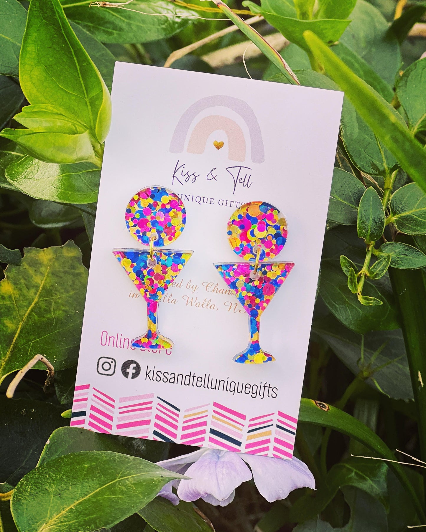 Confetti Glitter Martini Glass Earrings