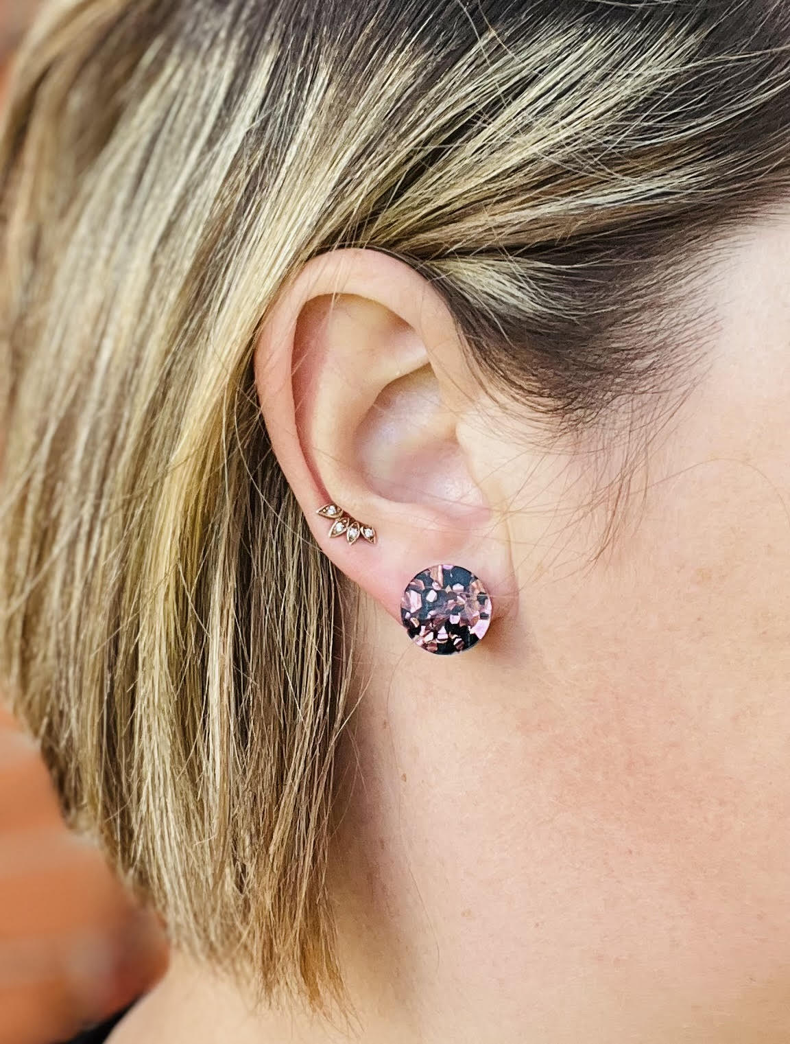 Rose Gold Shards Acrylic Stud Earrings