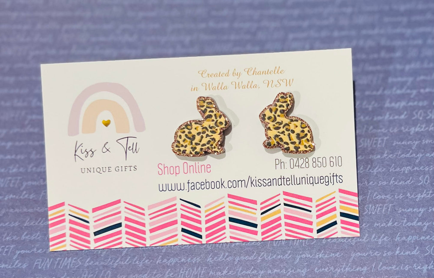 Leopard Print Rabbit Stud Earrings