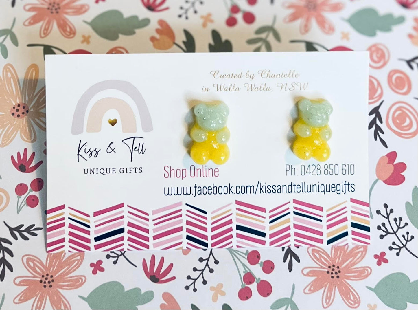 Ombre Glitter Gummi Bear Stud Earrings