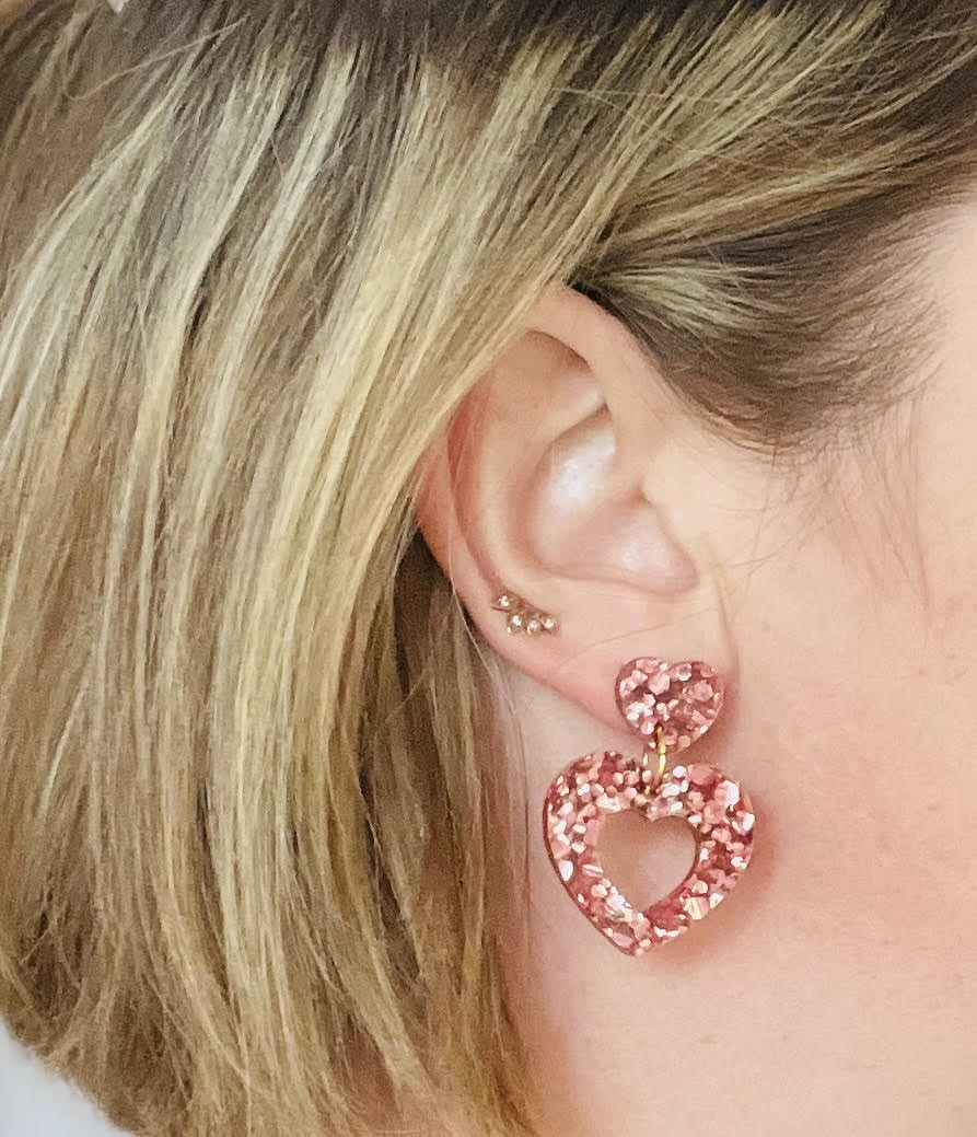 Rose Gold Heart-Drop Earrings