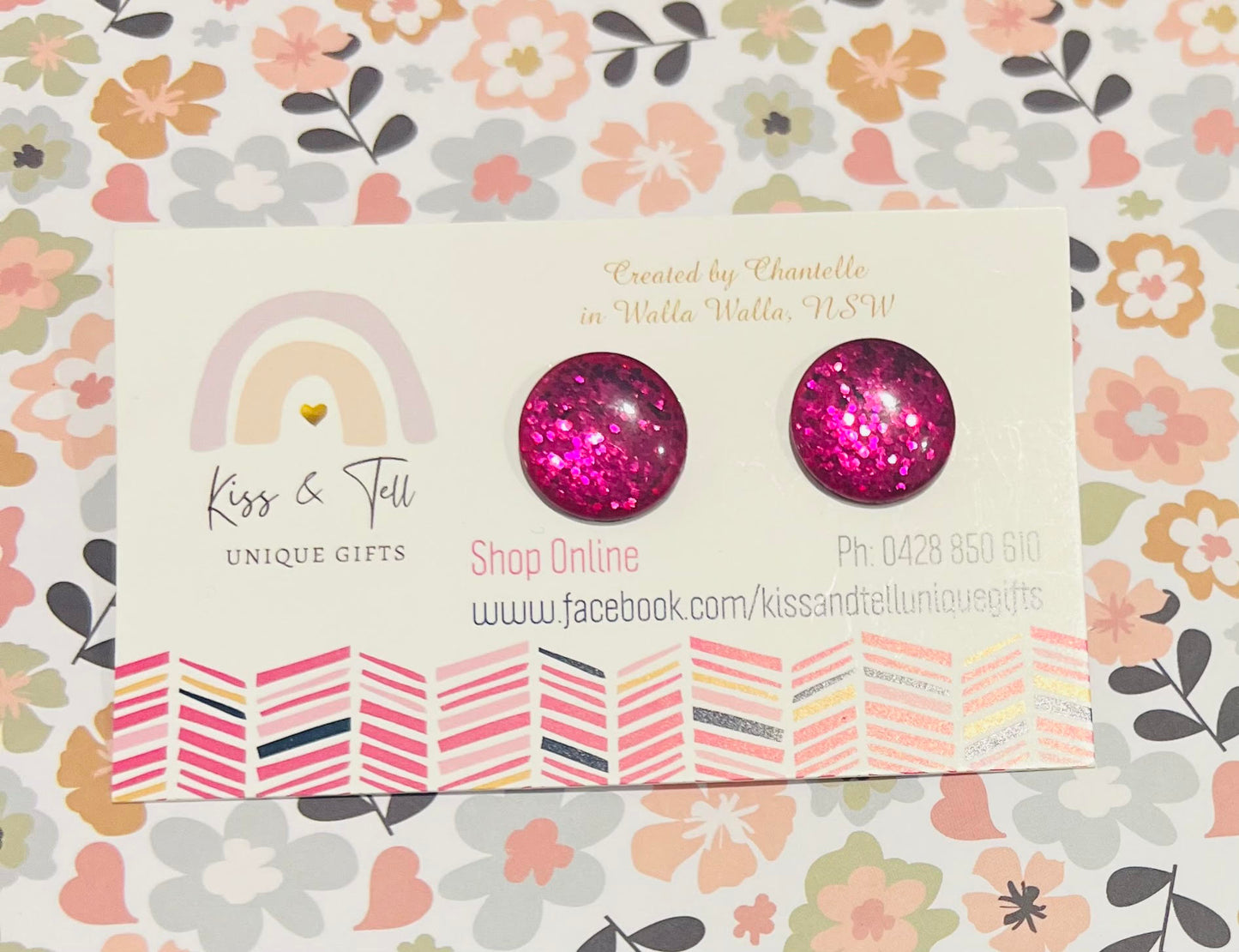 Large Glitter Stud Earrings