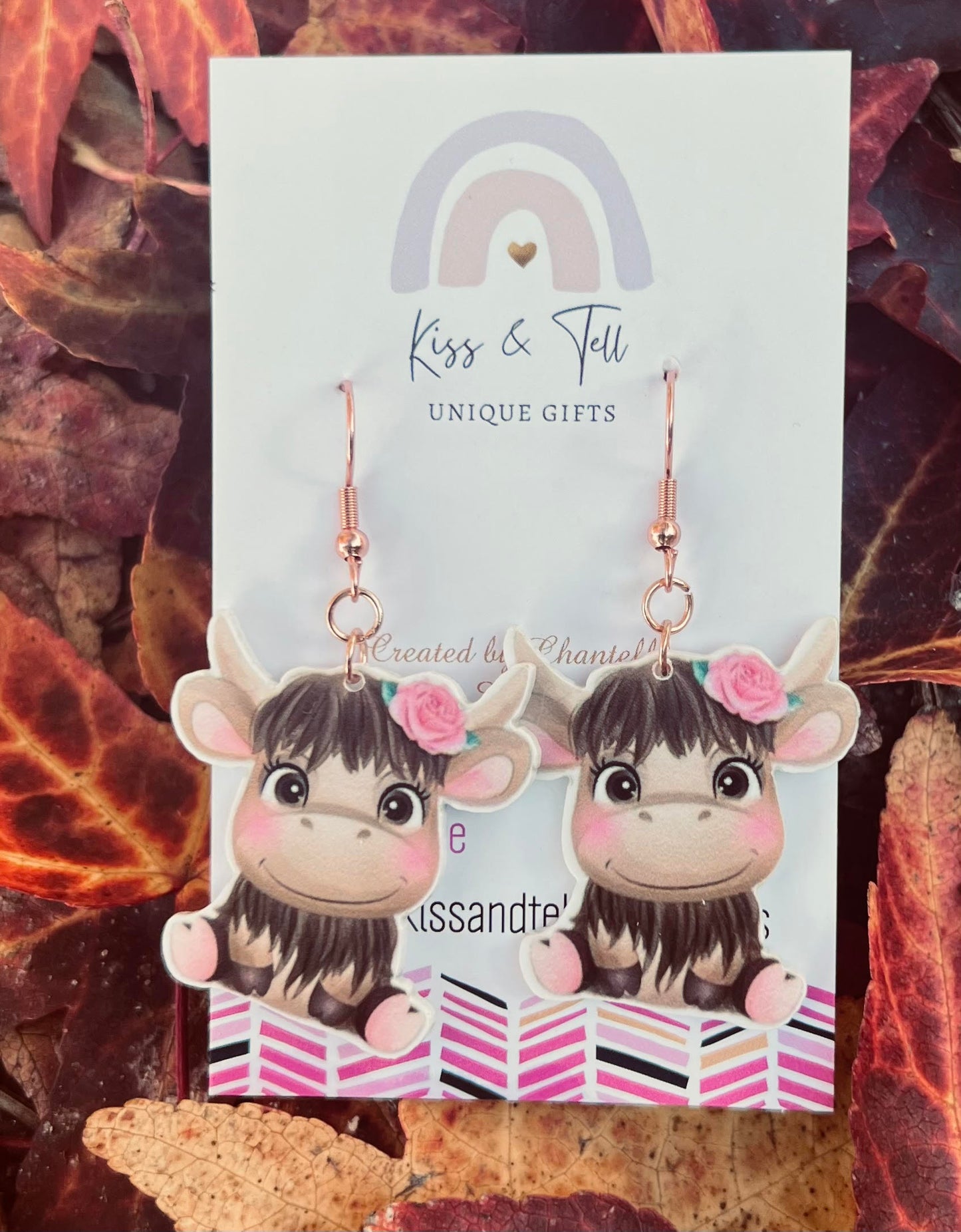 Sweet Highland Cow Dangle Earrings