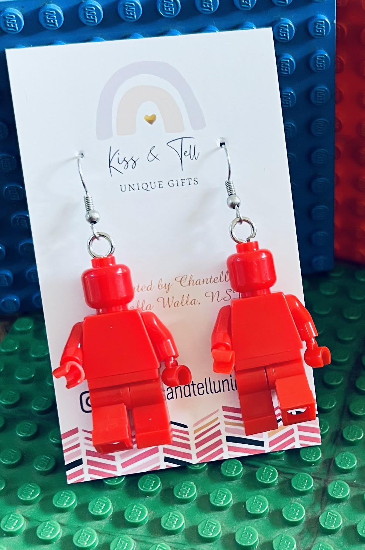 Lego Brick Man Dangle Earrings