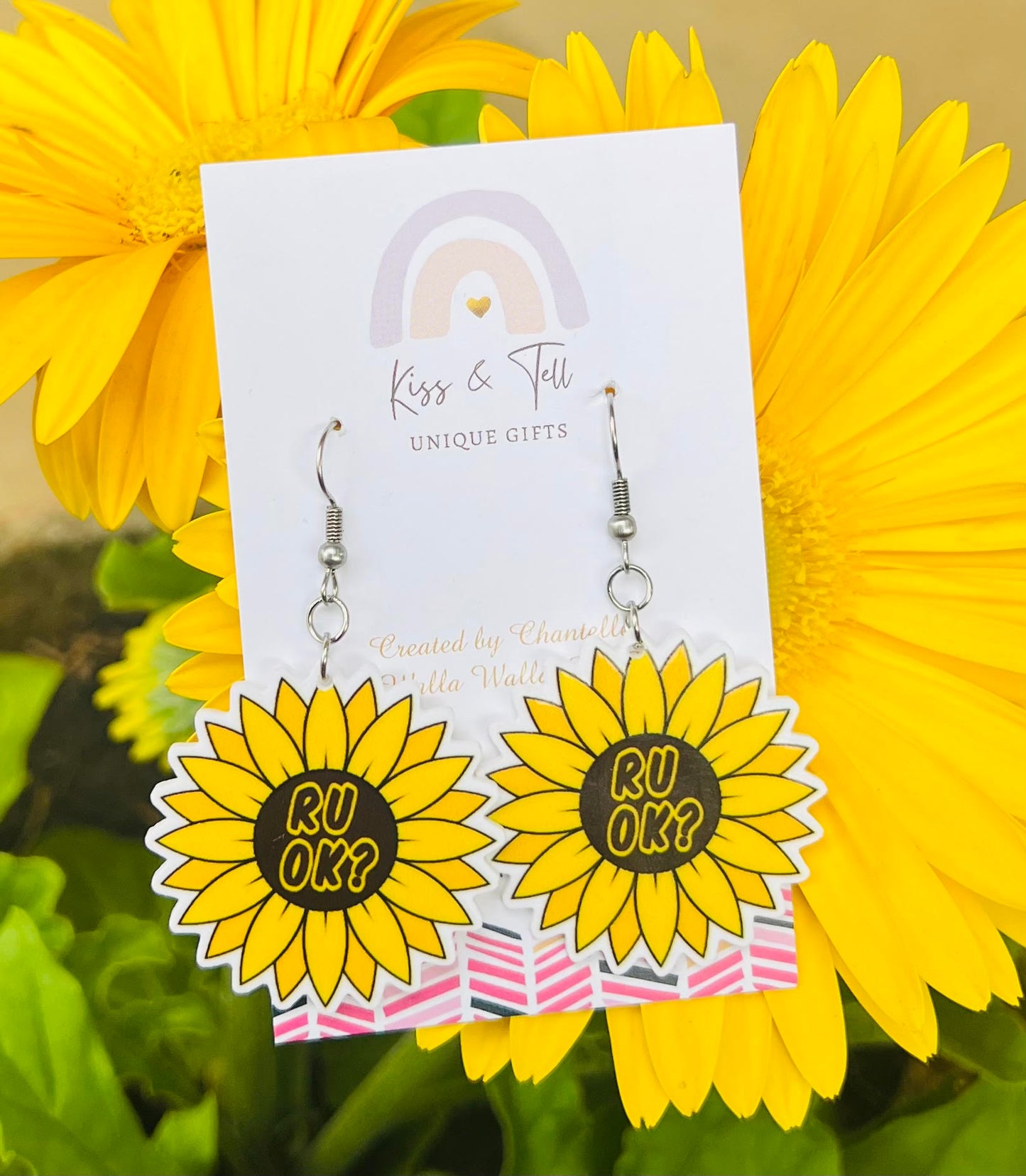 "R U OK?" Sunflower Earrings