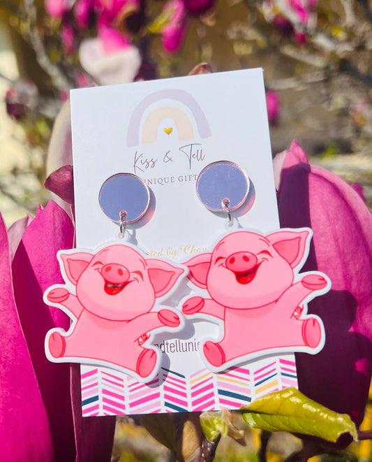 Happy Pig Dangle Earrings