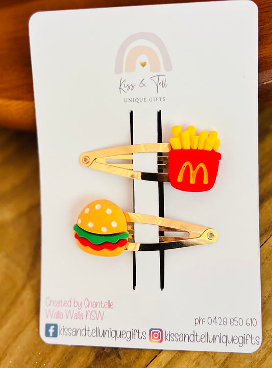 Burger & Fries Hair Clip Set