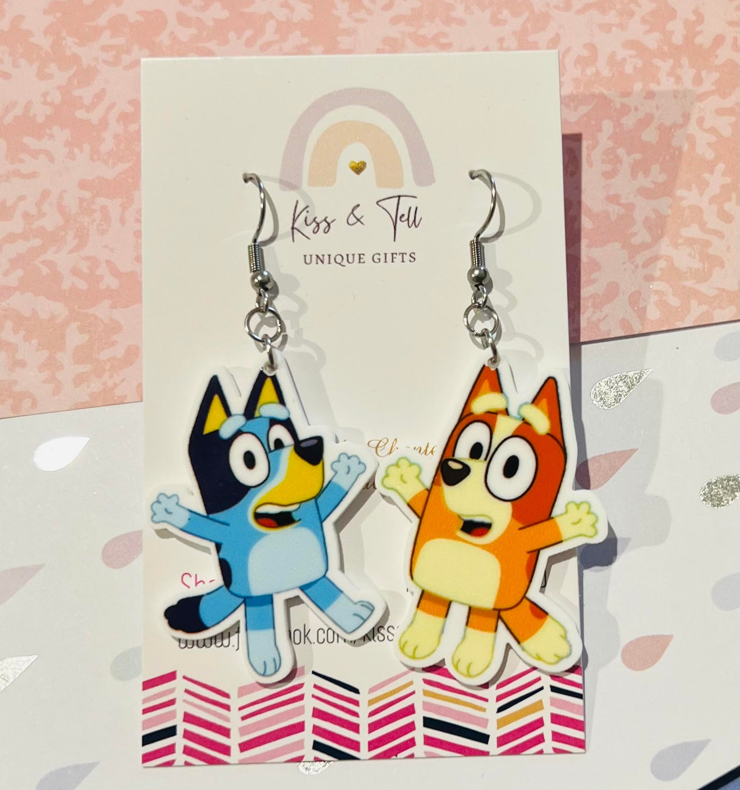 Mismatched Bluey & Bingo Dangle Earrings